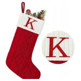Senneny Christmas Stockings with Initials, 20 Letter K