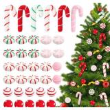 Syhood 36 Pcs Christmas Felt Candy Canes Ornaments Set