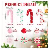 Syhood 36 Pcs Christmas Felt Candy Canes Ornaments Set