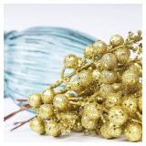 DR.DUDU 24 Pack Gold Berry Picks for Xmas Decor, 7.8" Ornaments