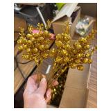 DR.DUDU 24 Pack Gold Berry Picks for Xmas Decor, 7.8" Ornaments