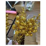 DR.DUDU 24 Pack Gold Berry Picks for Xmas Decor, 7.8" Ornaments