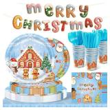 365PCS Gingerbread Xmas Tableware Set for 50 Guests.