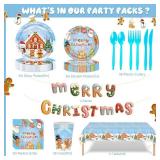 365PCS Gingerbread Xmas Tableware Set for 50 Guests.