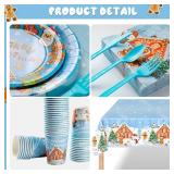 365PCS Gingerbread Xmas Tableware Set for 50 Guests.
