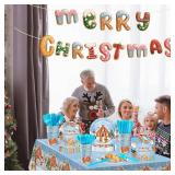365PCS Gingerbread Xmas Tableware Set for 50 Guests.