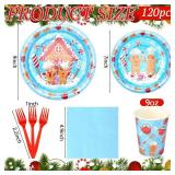 Zubebe 120 Pc Christmas Gingerbread Man Plates & Napkins Set