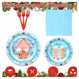 Zubebe 120 Pc Christmas Gingerbread Man Plates & Napkins Set