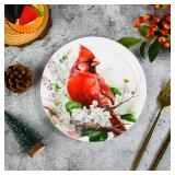 24Pcs Christmas Red Cardinal Paper Plates 7" for Party Tableware