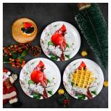 24Pcs Christmas Red Cardinal Paper Plates 7" for Party Tableware