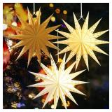 14-Point 18 Inch Paper Star Lantern Brown White Christmas Decor