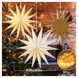 14-Point 18 Inch Paper Star Lantern Brown White Christmas Decor