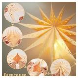 14-Point 18 Inch Paper Star Lantern Brown White Christmas Decor