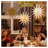 14-Point 18 Inch Paper Star Lantern Brown White Christmas Decor