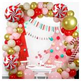 Christmas Party Decorations 129Pcs Red Pink Balloons & Candy Cane