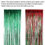 Sumind 6 Pack Foil Fringe Curtains - Red & Green Christmas