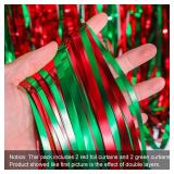 Sumind 6 Pack Foil Fringe Curtains - Red & Green Christmas