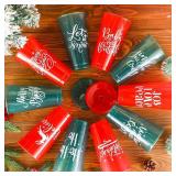 Tioncy 30 Pcs Christmas Plastic Cups with Lids and Straw, 25 Oz
