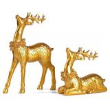 2PCS Christmas Deer Pendant Bedding & Gold Deer Resin Home Decor