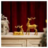 2PCS Christmas Deer Pendant Bedding & Gold Deer Resin Home Decor