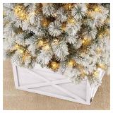 $48 Glitzhome White Wooden Tree Collar Stand Cover, 22" L