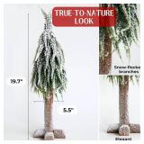 Lidy 20 Inch Unlit Alpine Downswept Mini Christmas Tree, Flocked