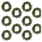 Lystaii 10pcs Christmas Candle Rings Red Berry with Grass (Large)
