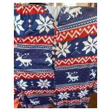 Adult Pajama Button Flap Print Christmas Long Sleeve Jumpsuit