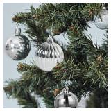 Lulu Home Xmas Ball Ornaments, 34 Ct 1.57", Pre-Strung, Silver.