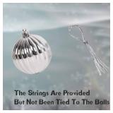 Lulu Home Xmas Ball Ornaments, 34 Ct 1.57", Pre-Strung, Silver.