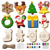 JOYIN 60 Pcs Christmas Wooden Hanging Ornaments Craft Kits