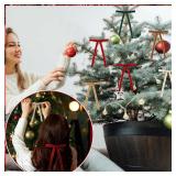 100 Pcs Velvet Bows for Christmas Tree Ornaments, 5x7 Inch