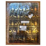 Six pieces of gold and black foil wrapping paper, two designs.