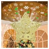 3D LED Gold Tree Topper with 2 Dynamic Projection Modes