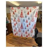 Christmas Shower Curtain, Red/Gray Xmas Trees, 71x71 Inch