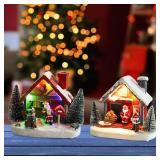 Battery LED Lights Christmas Village House with Figurines