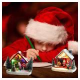 Battery LED Lights Christmas Village House with Figurines