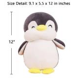 Stuffed Penguin Plush 12 Inch Gray Super Soft Cute Plushies
