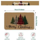 Merry Christmas Door Mat Rug, 16 x 28 Inch (Plaid Tree Style)