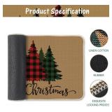 Merry Christmas Door Mat Rug, 16 x 28 Inch (Plaid Tree Style)