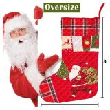 EVENHUG Oversized Christmas Stocking 31 Inch Patchwork Large