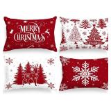 Lanpn 12x18 Christmas Pillow Covers Set of 4, Decorative Pillows