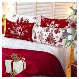 Lanpn 12x18 Christmas Pillow Covers Set of 4, Decorative Pillows
