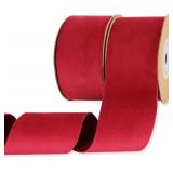 2 Rolls Christmas Red Velvet Ribbon 1 1/2" for Crafting