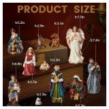 $90 TOETOL 13-Piece Nativity Set, 7.9 In Tall, Christmas Decor
