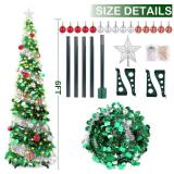 6FT Pop Up Tinsel Tree - Colorful Sequin Xmas Decor - Green/Silver