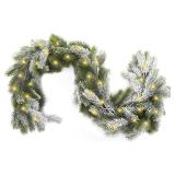 $60 9 Ft Norfolk Snow Pine Garland w/ Lights for Home Decoration