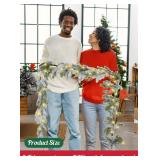 $60 9 Ft Norfolk Snow Pine Garland w/ Lights for Home Decoration