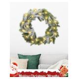 $60 9 Ft Norfolk Snow Pine Garland w/ Lights for Home Decoration