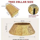 Blissun Sequin Christmas Tree Collar, Foldable, Bright Gold
